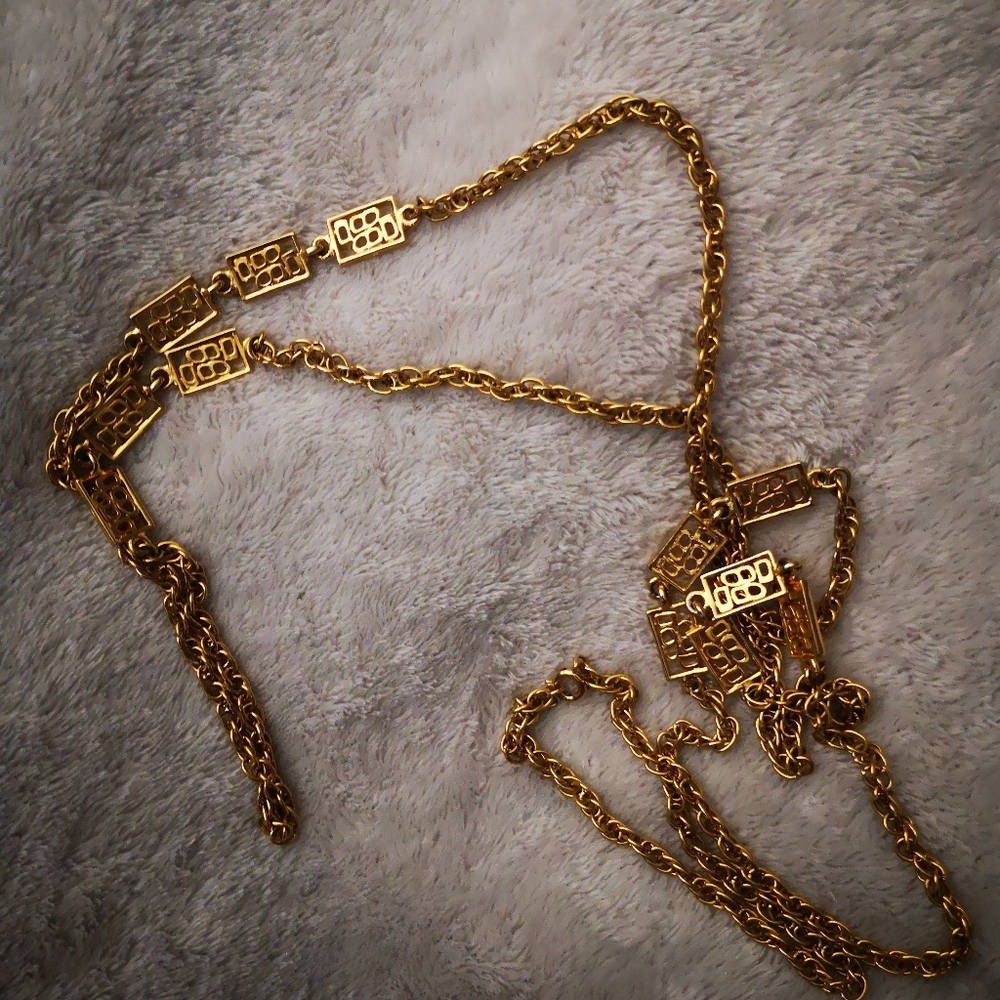 Long gold tone necklace